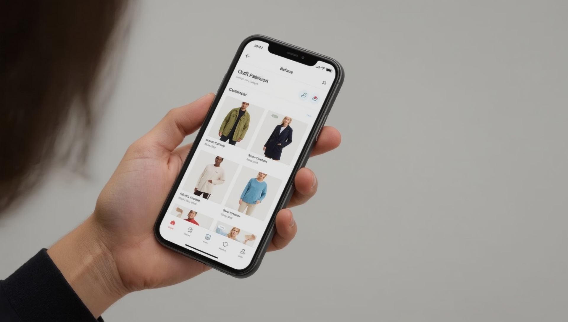 یک کاربر در حال استفاده از گوشی هوشمند خود برای پرو مجازی یک لباس است. مدل سه‌بعدی لباس به صورت واقع‌گرایانه روی تصویر زنده او در دوربین نمایش داده شده است.